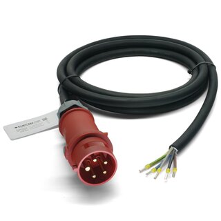 CEE-Anschlusskabel 400V/32A IP44 Gummi H07RN-F 5x6 mm mit Stecker/freies Ende 5-polig