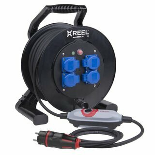 Sicherheits-Kabeltrommel XREEL 230V/16A K2 IP54 Gummi H07RN-F 3x2,5mm schwarz mit PRCD-S+ 40m