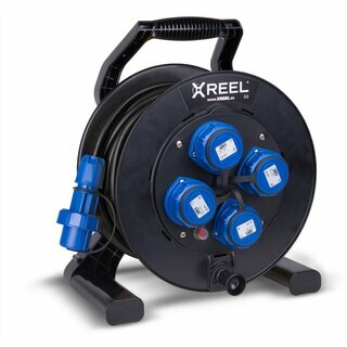 Kabeltrommel XREEL 230V/16A K2 IP68 Gummi H07RN-F 3x2,5mm schwarz druckwasserdicht 25m
