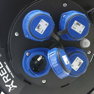 Kabeltrommel XREEL 230V/16A K2 IP68 Gummi H07RN-F 3x2,5mm schwarz druckwasserdicht 25m